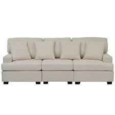 88 5 In W Square Arm 3 Seats Linen Sofa With Removable Back Seat Cushions And 4 Comfortable Pillows In Cream Beige