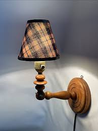 Vtg Turned Wood Wall Sconce Lamp