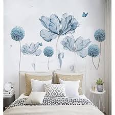 Blue Flowers Wall Decals Large Wall Art