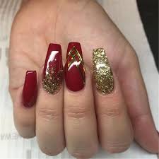 30 red glitter coffin nails for winter