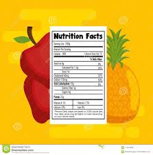 Fruits Group With Nutrition Facts Stock Vector