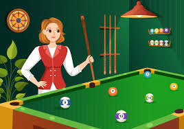 billiards game ilration with player