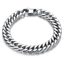 men s stainless steel bracelet silver