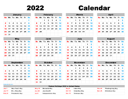 September 2022 calendar free printable september 2022 calendar. Free Printable 2022 Calendar With Holidays Pdf Png