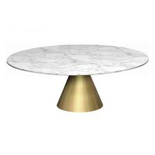 Round antique glass coffee table with sliver decorative angel statues. Large Round Marble Coffee Table With Conical Brass Bas