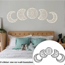 5pcs moon phase wall hanging wooden