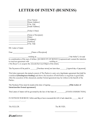 free letter of intent template