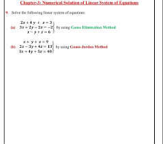 Numerical Solution Of Linear System