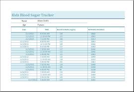 Kids Blood Sugar Tracker Template Ms Excel Word Excel