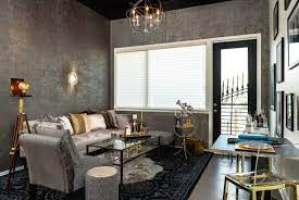 gray and gold living room
