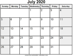 Printable July 2020 Calendar Free Printable Calendar Com