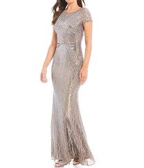 Betsy Adam Sequin Low V Back Gown