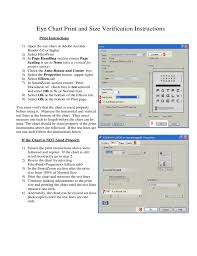 Eye Chart And Size Verification Instructions Free Download