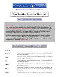 Stop Smoking Recovery Timetable Whyquit Com Pages 1 5