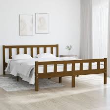 goodvalue bed frame honey brown solid