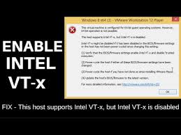 how to enable intel vt x or intel