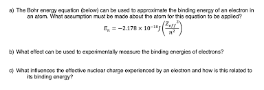 Answered O The Bohr Energy Equation
