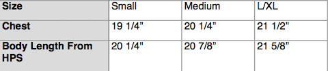 Sizing Chart Compete Every Day