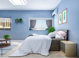 Modern Bedroom With Light Blue Walls