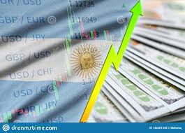 Argentina Flag And Chart Growing Us Dollar Position With A