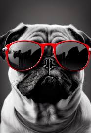 pug dog with a red gles wallpaper