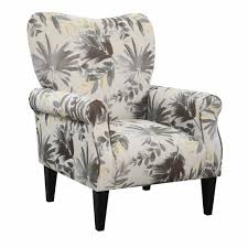 Inspired by the lavish french parlours of the 18th century, parlour chairs often feature upholstery in floral patterns and rich wood trimming with intricate engravings. Wallace Bay Kelley Gray Floral Accent Chair With Button Tufting And Roll Arms U510389