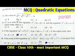 mcq quadratic equations 15 most