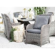 Faux Rattan Garden Dining Chairs Grey