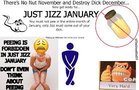 First, there was No Nut November... then, Destroy Dick December... and  now... Just Jizz January. : r/dankmemes