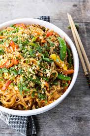 rice noodle stir fry foo with family
