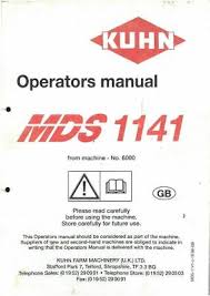 Kuhn Fertiliser Spreader Mds1141 Operators Manual Mds 1141