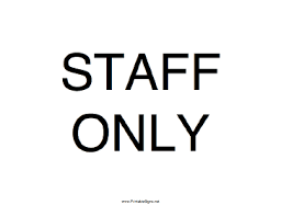 Printable Staff Only Sign