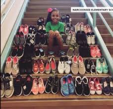 7 year old collects shoes for kids