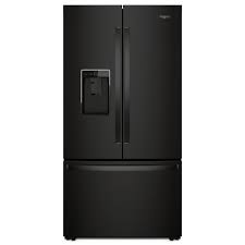 Troubleshooting problem possible causes solutions the ice dispenser jams crushed ice is blocking the ice delivery switch from crushed ice to cubed ice to clear the ice while dispensing. Whirlpool 24 Cu Ft French Door Refrigerator In Black Counter Depth Wrf954cihb The Home Depot