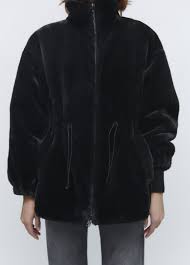 Faux Fur Jacket Short Teddy Coat Black