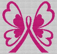 Breast Cancer Butterfly Chart Graph And Row By Row Written Crochet Instructions 05