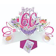 female 60th birthday pop up greeting