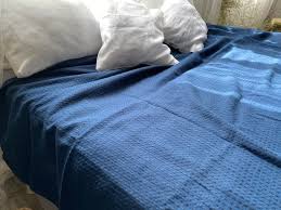 blue linen throw blanket twin