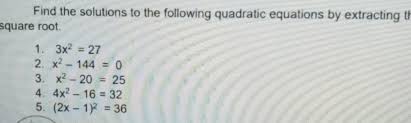 Quadratic Equations By Extracting