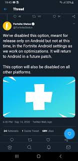 Follow @fortnitegame for daily news and @fncompetitive for all things competitive. Big News For Fortnite On Android As You Can See From Tweet They Said That They Will Disable Hig Texture Setting And They Said In Order To Bring That Back They Will