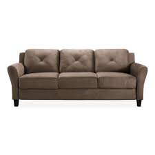 brown microfiber 4 seater tuxedo sofa