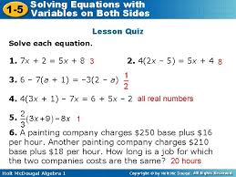 Solving Equations 1 5 Variables