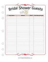 This Printable Bridal Shower Guest List Provides Spaces For Names