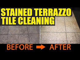 stained terrazzo tiles cleaned at a