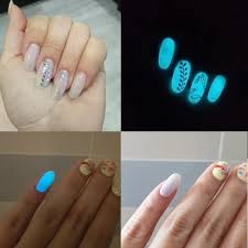 neon phosphor turquoise nails with