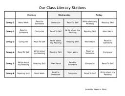 Literacy Station Rotation Chart