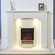 White Marble Curved Surround Brass