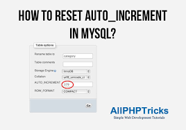 how to reset auto increment in mysql