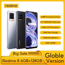 Realme 8 6GB 128GB Russische Globale Version 30W SuperDart Ladung Helio G95  AMOLED 64MP Kamera 5000mAh batterie NFC Smart Telefon|Cellphones