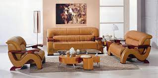 Camel Bonded Leather Modern Sofa W